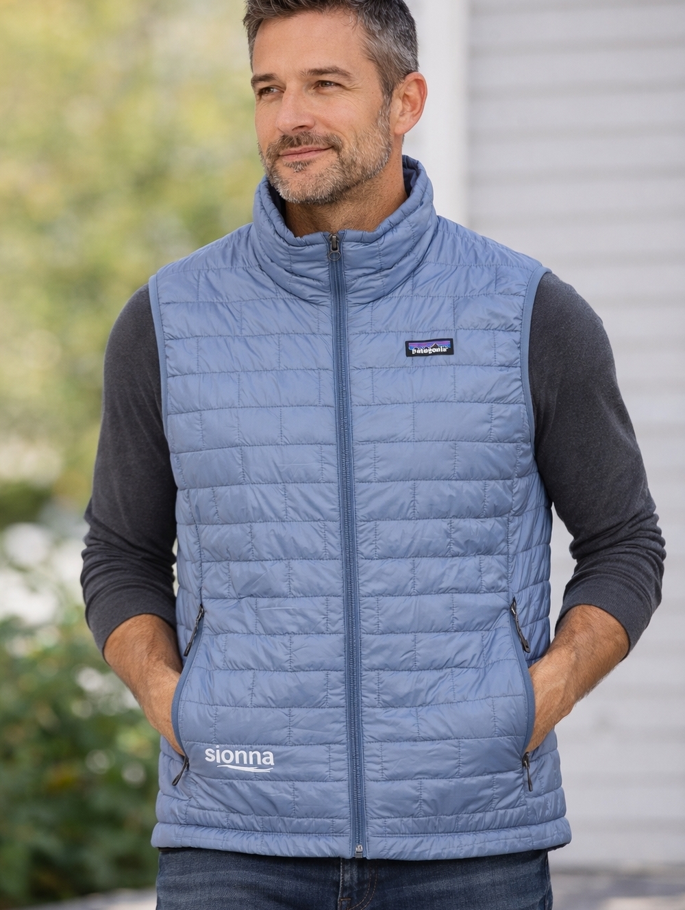 New Patagonia Men's Nano Puff Vest Sz L Gray Blue Lightweight Quilted Windproof